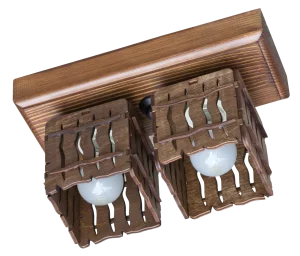 Стельовий світильник із дерева на 2 плафони