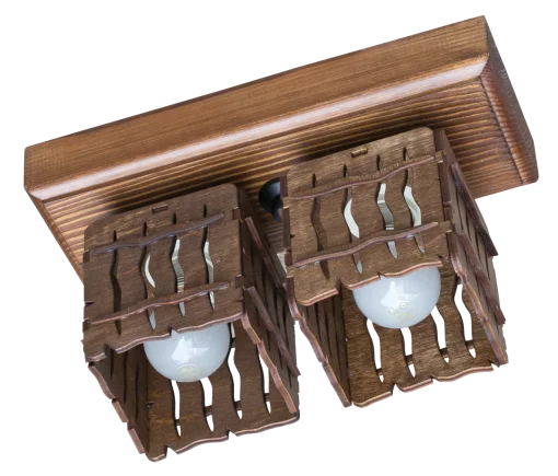 Стельовий світильник із дерева на 2 плафони