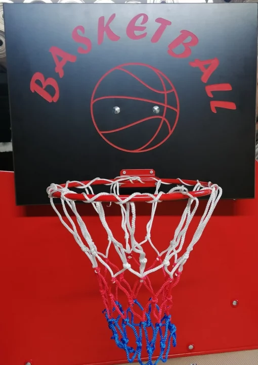 Гойдалки &quot;Спорт -3&quot; посилені з баскетбольним кільцем, друге широке сидінням з принтом.