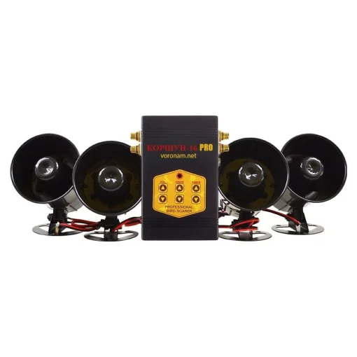 Звуковий відлякувач птахів КОРШУН 16 SOLAR оснащений сонячною панеллю на 50 Вт та акумулятором