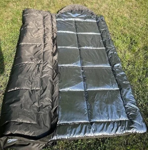 Спальник зимовий Термо до -40&deg; Спальний мішок зимовий стьоганий з капюшоном Олива, Хакі з підкладкою Omni-Heat